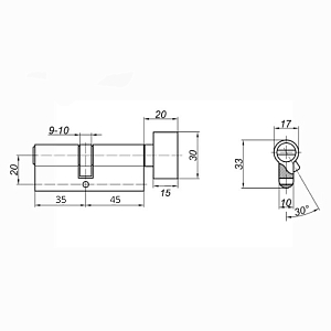 Стандарт Цилиндровый механизм Z.I.80В-5K (30х10х40В) CP 5 кл #225184